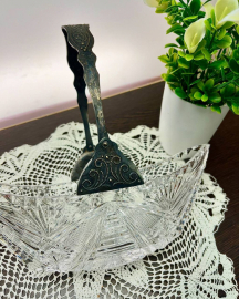 Ваза-ладья, конфетница-корзинка. Хрусталь с фигурной ручкой мнц. Винтаж. Картинка 1